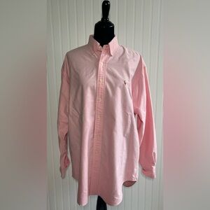 Ralph Lauren Oxford Shirt Yarmouth Mens Size 16 33 Pink Button Down Collar Logo
